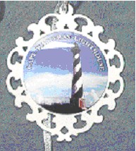 2003 Framed Lighthouse Sterling Silver Christmas Ornament by Lunt