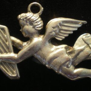 Angel with Harp Silver Plated Christmas Pendant by Lunt