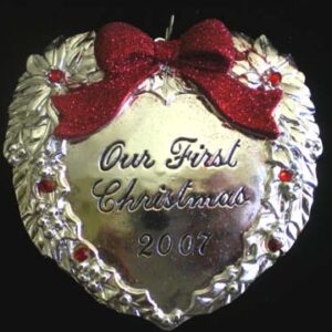 Our First Christmas Together Silver Plated Heart by Reed and Barton