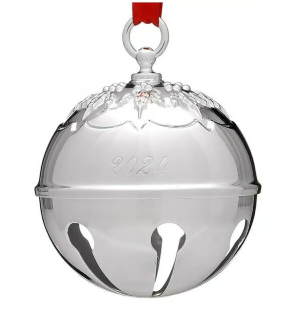 2024 Silver Plated Holly Bell Christmas Ornament by Reed and Barton 49th Edition
