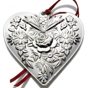 2010 Kirk Stieff Repousse Heart Sterling Christmas Ornament 2nd Edition