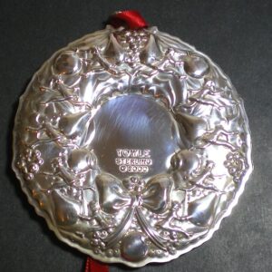 10 Ten Lords A Leaping Wreath by Towle Sterling Christmas Ornament 2000