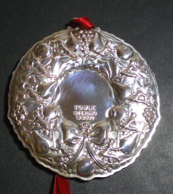 10 Ten Lords A Leaping Wreath by Towle Sterling Christmas Ornament 2000