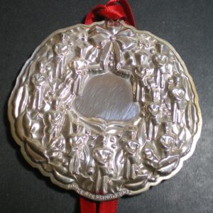 12 Twelve Drummers Drumming Wreath by Towle Sterling Christmas Ornament 2002