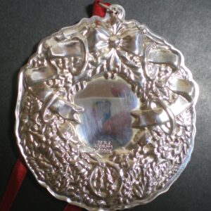 05 Five Golden Rings Wreath by Towle Sterling Silver Christmas Ornament 1995
