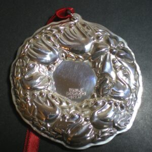 07 Seven Swans A Swimming Wreath by Towle Sterling Silver Christmas Ornament 1997