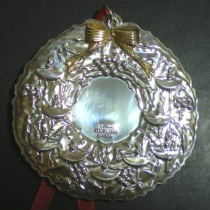 09 Nine Ladies Dancing Wreath by Towle Sterling Christmas Ornament 1999