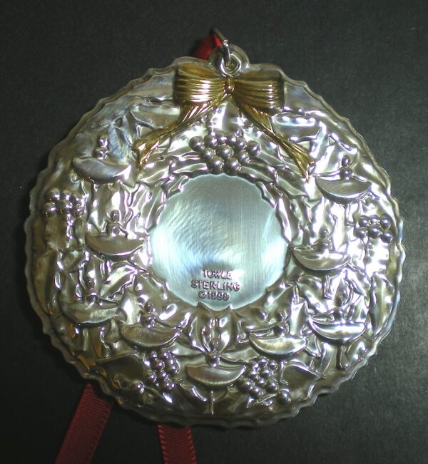 09 Nine Ladies Dancing Wreath by Towle Sterling Christmas Ornament 1999