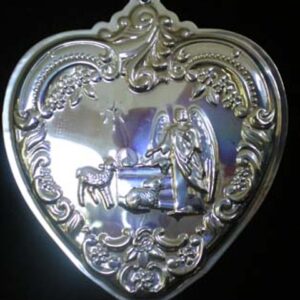 ​​1998 Grande Baroque Heart Manger Sterling Silver Christmas Ornament by Wallace 7th Edition