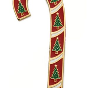 2010 Gold Plated Candy Cane with Xmas Trees Christmas Ornament by Wallace 30th Edition
