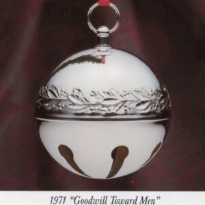 1971 3-D Silver Plated Sleigh Bell Christmas Ornament by Wallace Silversmiths