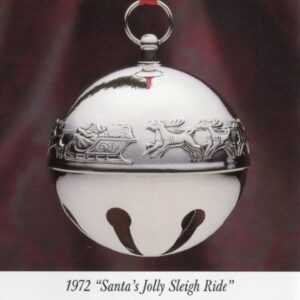 1972 3-D Silver Plated Sleigh Bell Christmas Ornament by Wallace
