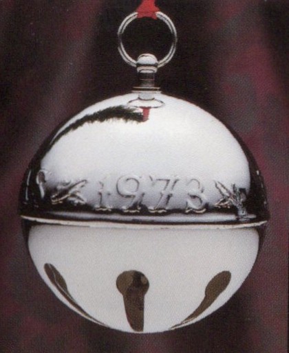 1973 3-D Silver Plated Sleigh Bell Christmas Ornament by Wallace Silversmiths