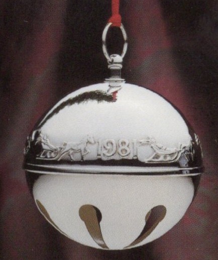 1981 3-D Silver Plated Sleigh Bell Christmas Ornament by Wallace Silversmiths
