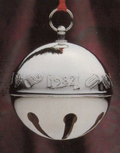 1982 3-D Silver Plated Sleigh Bell Christmas Ornament by Wallace Silversmiths