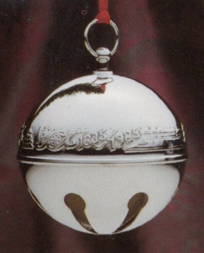 1985 3-D Silver Plated Sleigh Bell Christmas Ornament by Wallace Silversmiths
