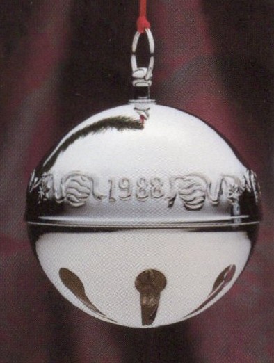 1988 3-D Silver Plated Sleigh Bell Christmas Ornament by Wallace Silversmiths