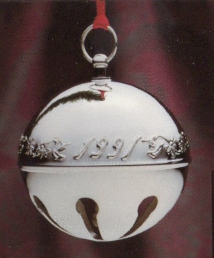 1991 3-D Silver Plated Sleigh Bell Christmas Ornament by Wallace Silversmiths