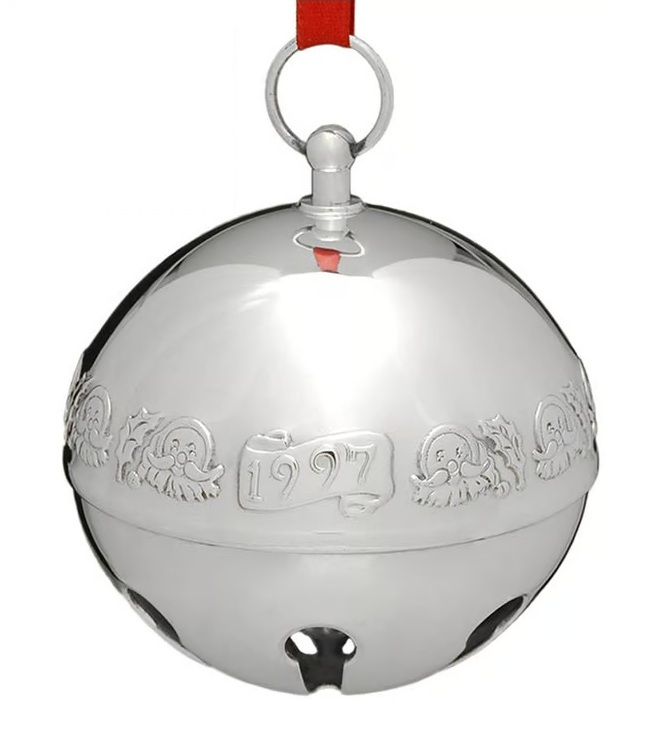 1997 3-D Silver Plated Sleigh Bell Christmas Ornament by Wallace Silversmiths